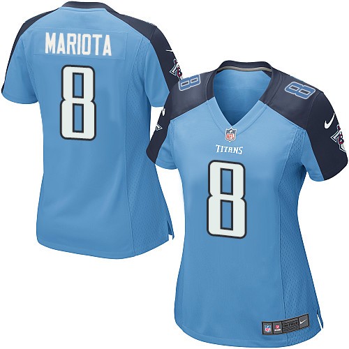 Women's Game Marcus Mariota Nike Jersey Light Blue Home - #8 NFL Tennessee Titans